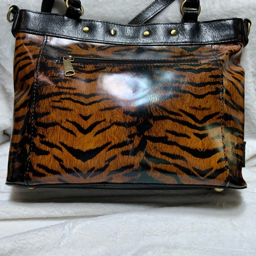Patricia Nash Tiger Stripe Leather Tote - Picture 2 of 11